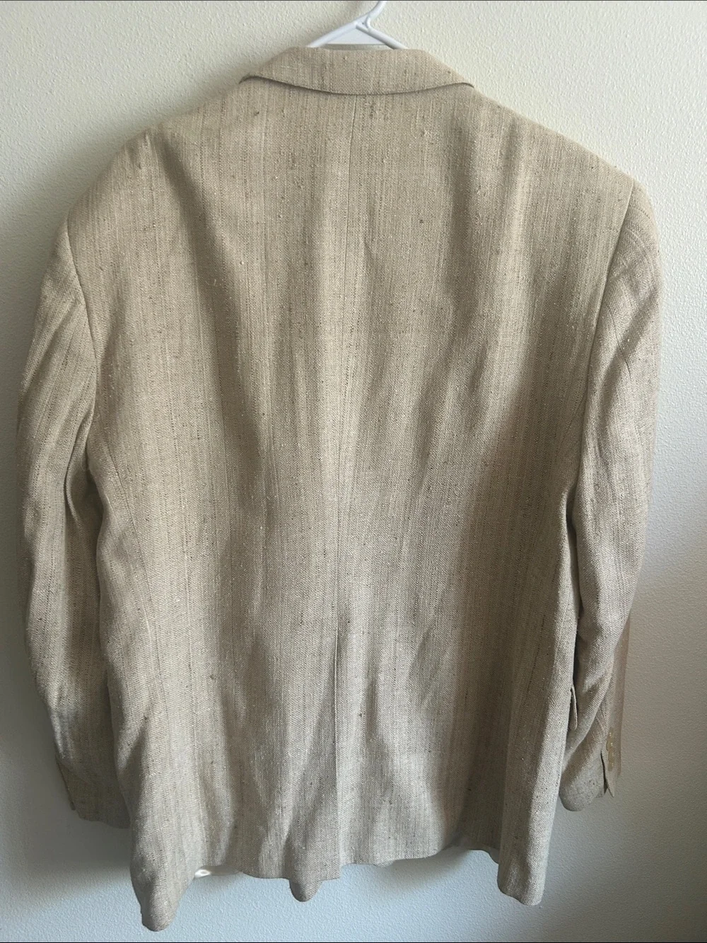 Stunning Savile Row Men's 46R Classic Cream Blazer Linen-Blend Textured Jacket